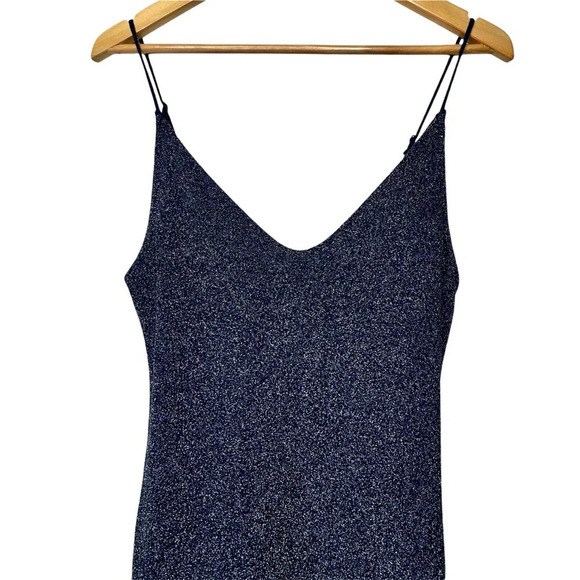 Free People Lola Maxi Slip Dress Navy Silver Glitter Romantic Fairy Festival - Picture 8 of 15